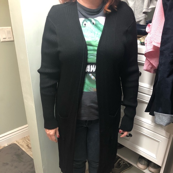 black duster sweater